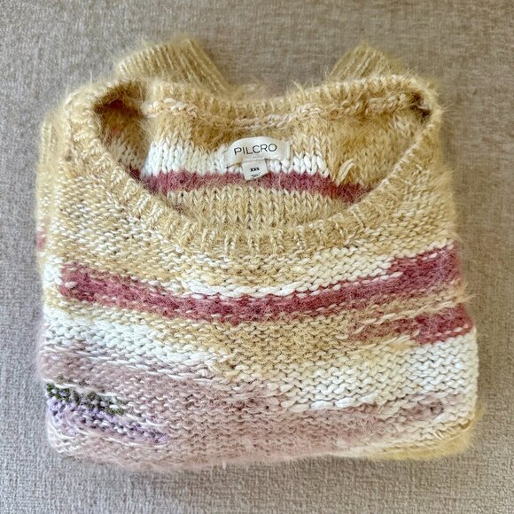 Anthropologie (Pilcro) sweater, tan and colorful, XXS - Picture 4 of 5